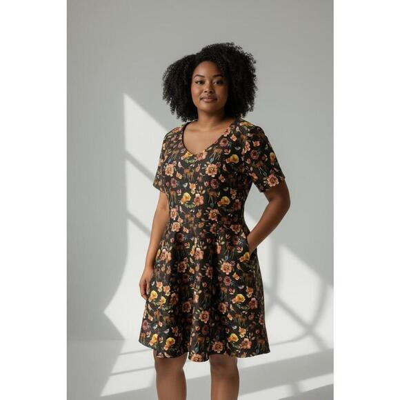 Dresses & Skirts - Whimsical Forest Animal & Foliage Print, Swing Fit Dress, Size 26W